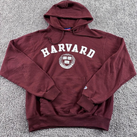 Harvard University Hoodie Mens S Maroon Champion Ivy League Crest - Picture 1 of 5